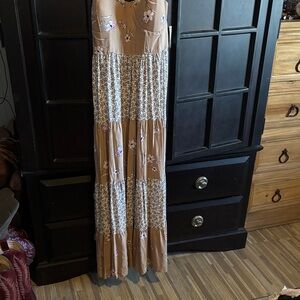 Floral Maxi Dress in Brown and Cream